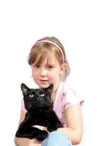 black cat and girl