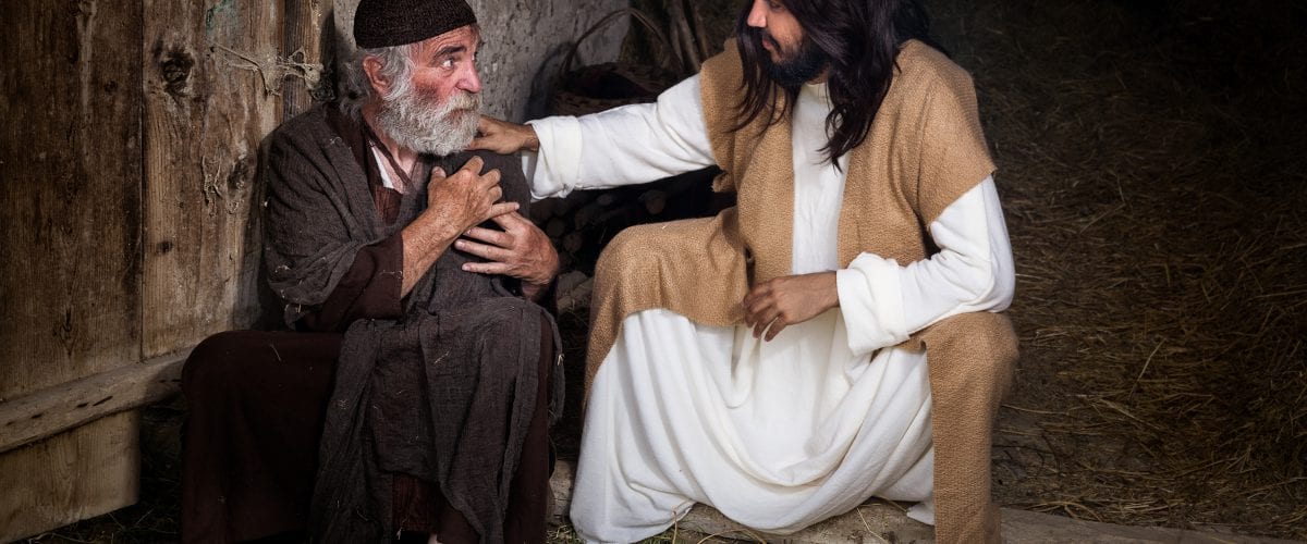 Jesus healing the lame or crippled man