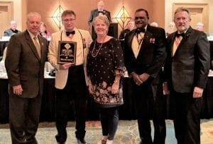 <em>Alabama Family of the Year award presented to Vic and Bette Graffeo, a founding family of Prince of Peace Catholic Church in Hoover. (L to R) Vic Graffeo, Griffin Shreves, Bette Graffeo, Gerald Buford, Jeff Allen.</em>
