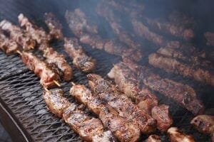 Greek Festival meat on grill IMG 9763