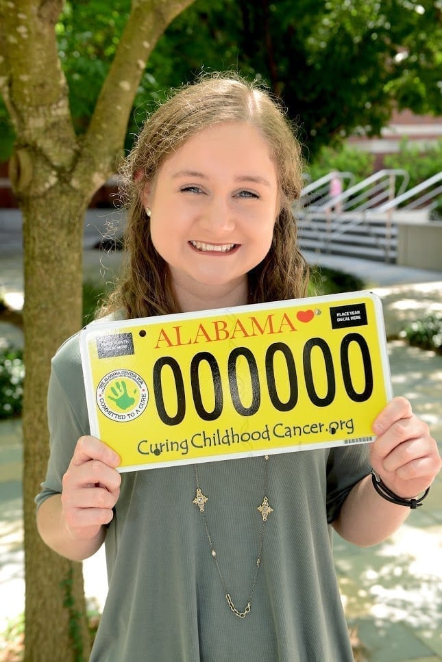 Healthy Living Overcoming Childhood Cancer Ava Kate Hollingsworth Tuscaloosa license plate