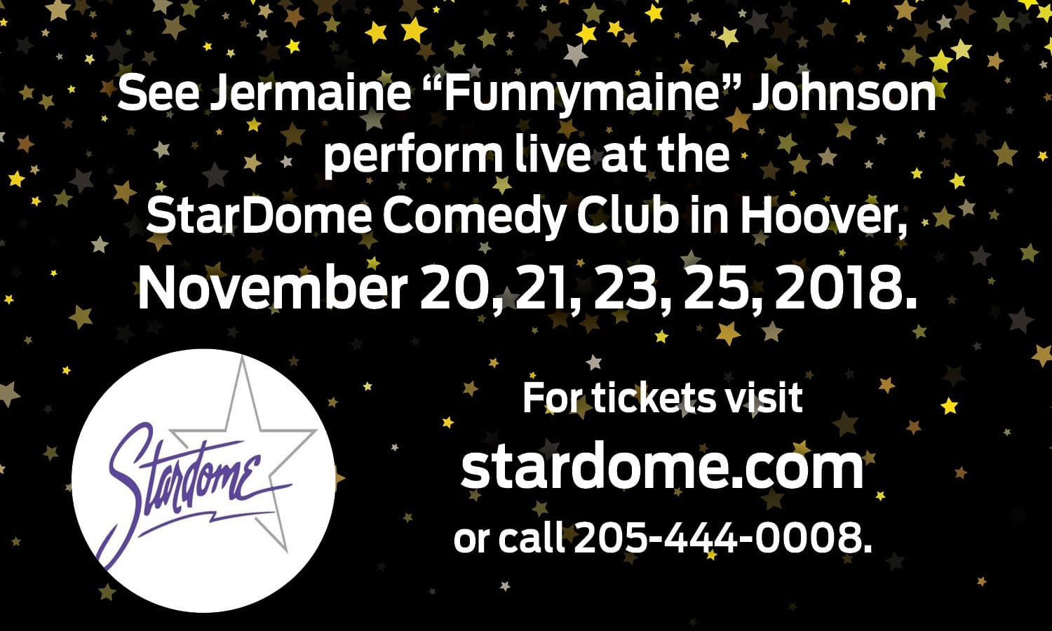 Jermaine Funnymaine Johnson at StarDome Comedy Club Graphic