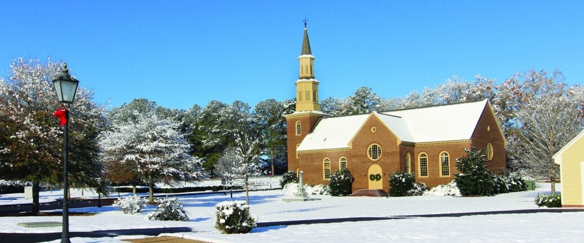 American Villate Chapel in snow horiz Featured Image