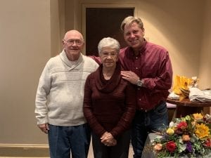 Pastor Jerre Rhoades, wife Letha and Clearbranch Lead Pastor Vaughn Stafford at reception honoring Rhoades for his service.