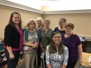Jacobson (front center) and volunteers meet weekly at Huffman Baptist. You do not have to be skilled in sewing to help! Beginners are welcome and there are tasks that require no sewing.