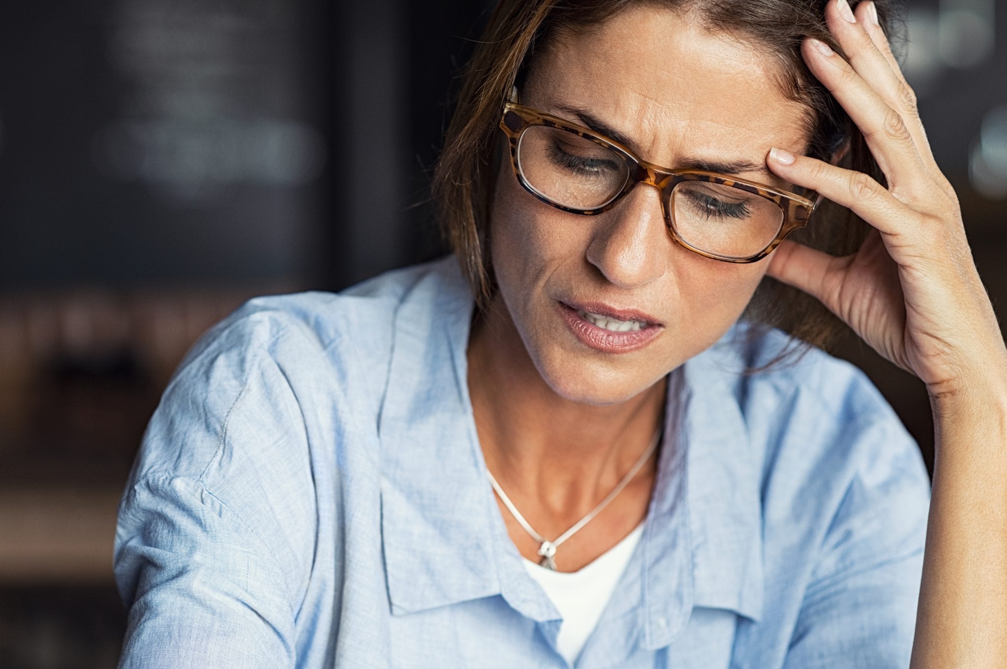 bigstock Portrait of stressed mature wo 264938812