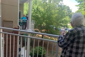 Senior Scene Brookdale Balcony Residents