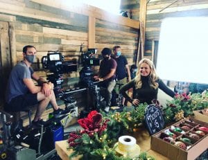 Candace Cameron Bure on the Set of her Hallmark Christmas movie.