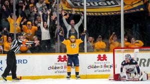 Rocco Grimaldi playing in a hockey game