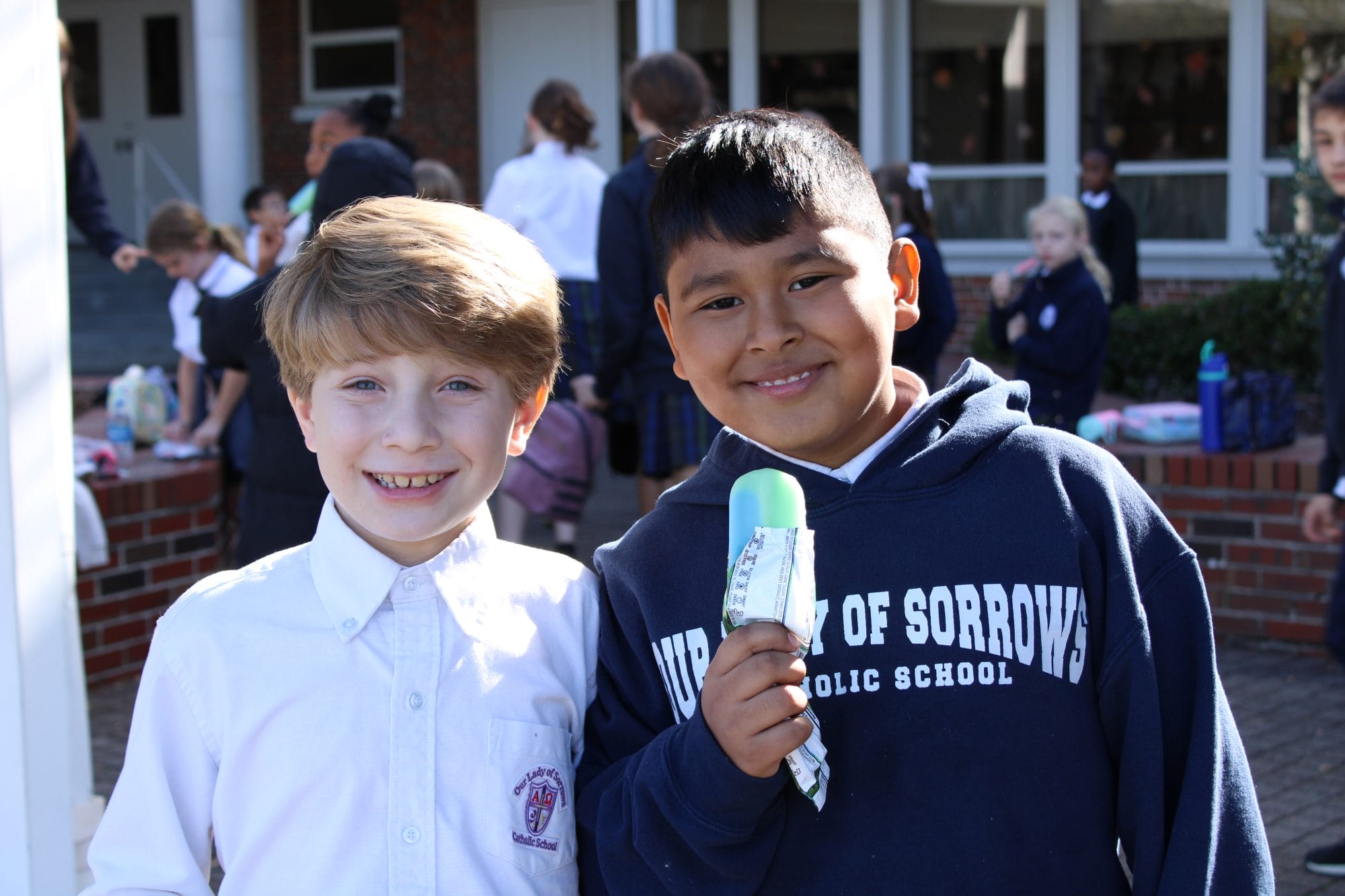 Our Lady of Sorrows Students Outside