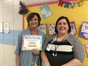 Teacher of the Year Andrea Burk with Principal Mary Anderson