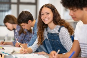 bigstock Satisfied young woman looking 399555869