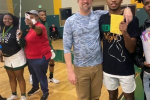 Josh and Mandrell at a Basketball Game