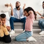 bigstock Family Conflicts Sad Little B 411408544