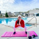 Heather Brown on yoga mat.