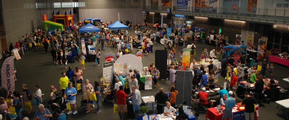 Expo crowd photo from above