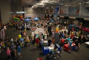 Expo crowd photo from above