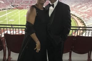 Jean and Jeremiah in black outfits at Bryant Denny