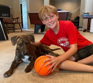 Boy with foster dog