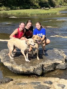 Girls with foster dogs
