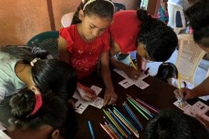 Little girls doing art