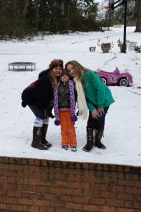 Walt Merrell's daughters in snow