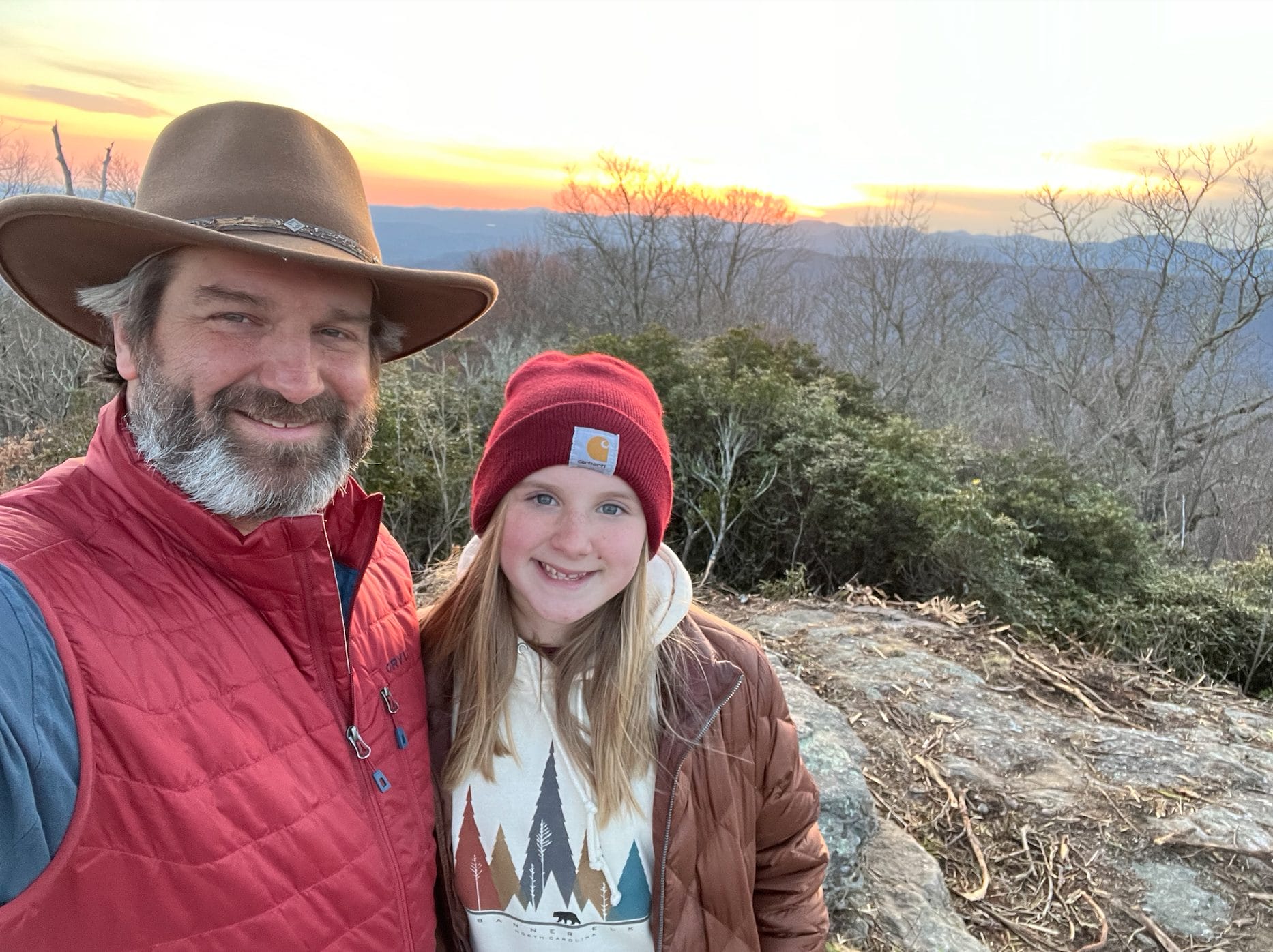 Walt Merrell and Banks on mountaintop