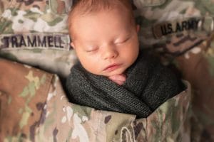 Isabella wrapped in Army uniform