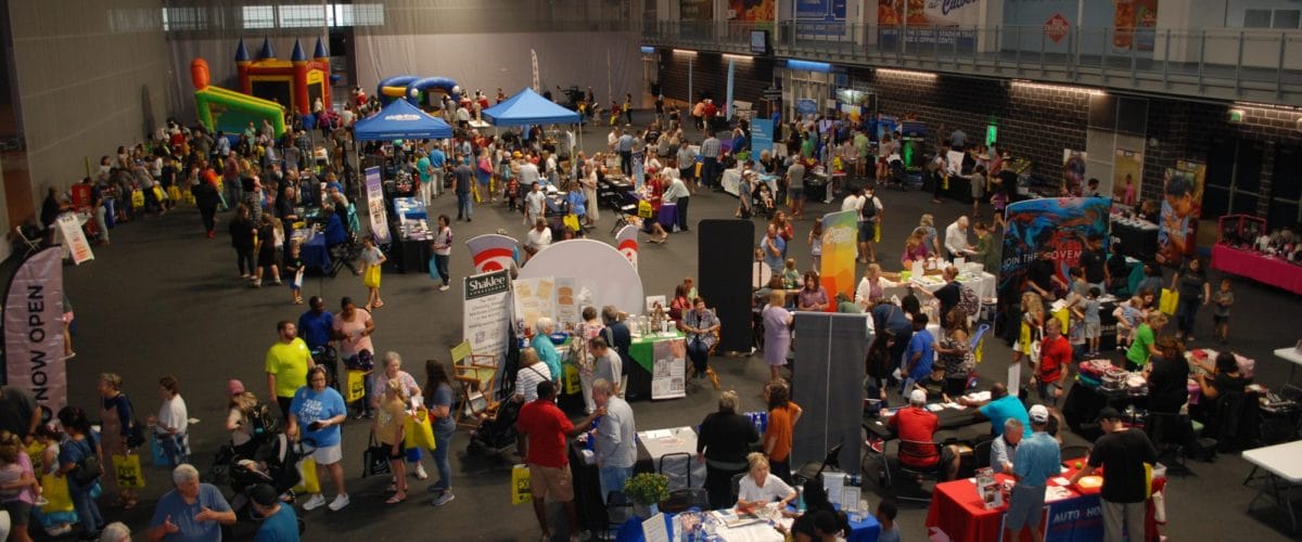 Expo crowd photo from above