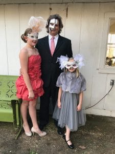 Walt with girls dressed up