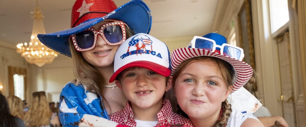 Kids in red white and blue gear Kids in red white and blue gear