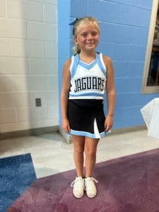 Margaret Anne in cheer uniform
