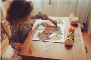 Girl with leaves