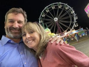 Walt and Hannah in front of ferris wheel