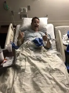 Sheldon in hospital bed
