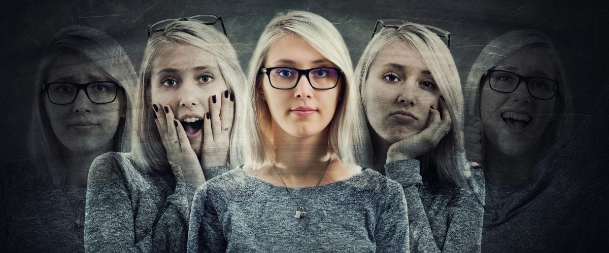 Woman showing various emotions