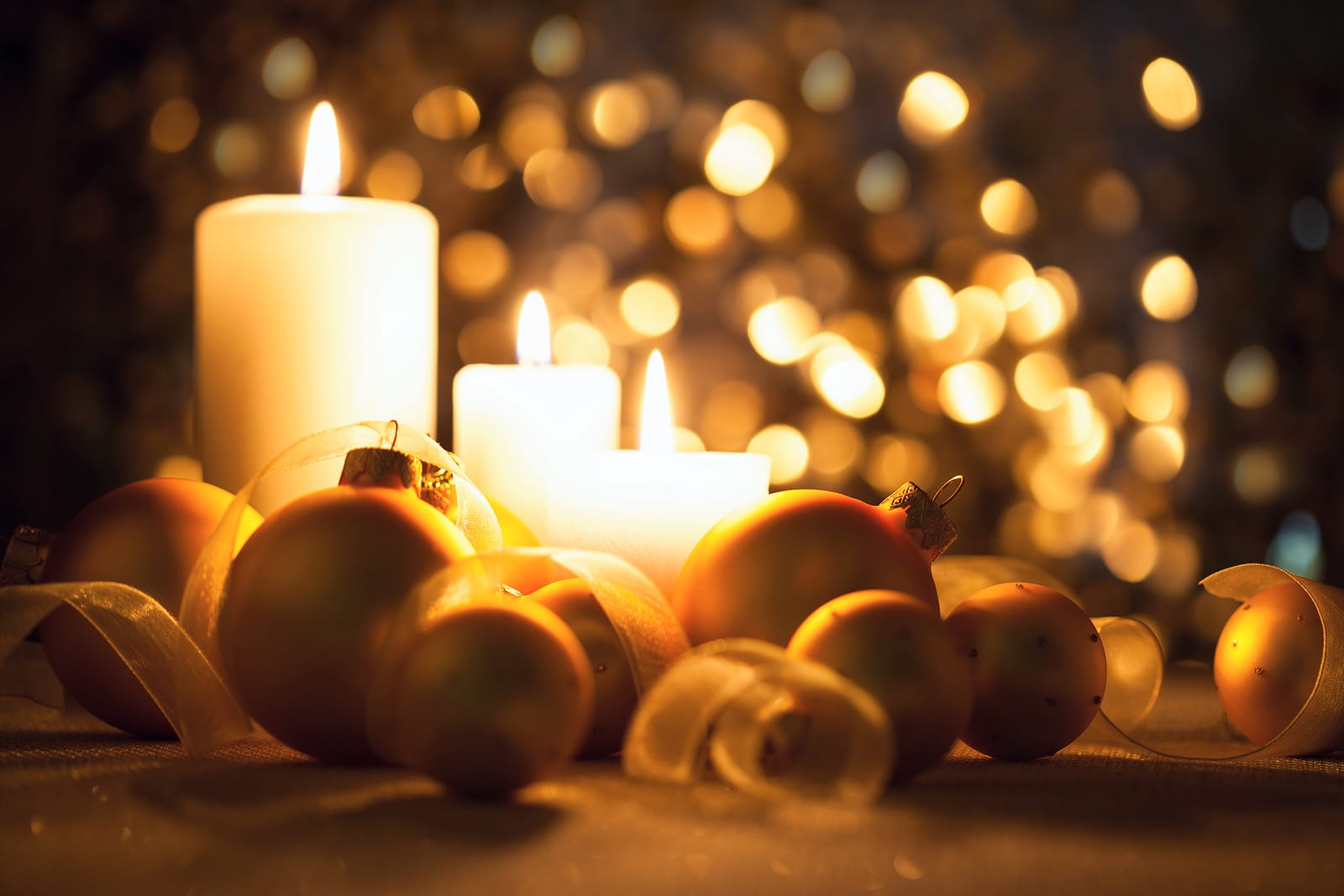 Christmas candles and ornaments