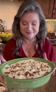 Danna holding cranberry dish
