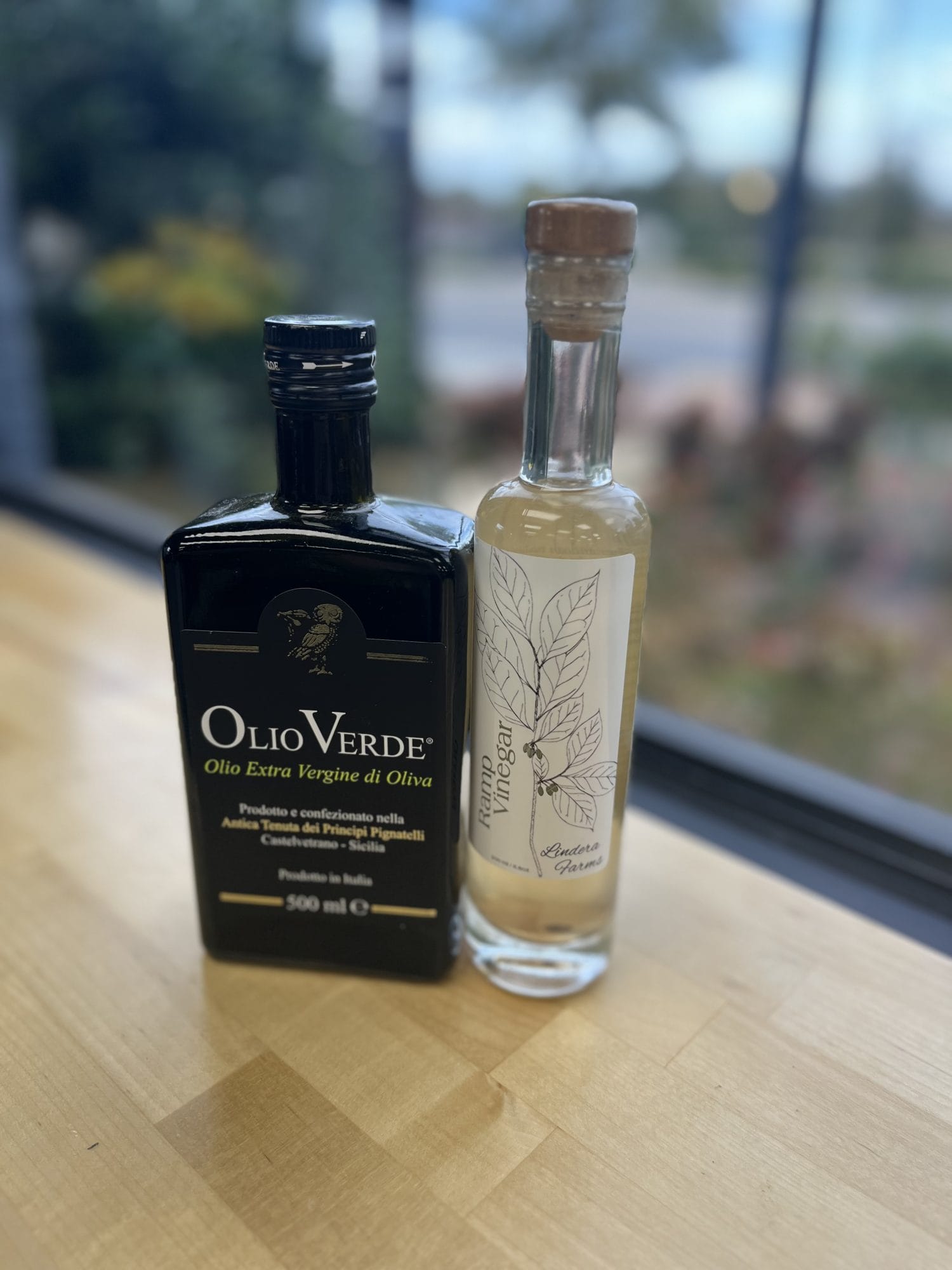 Olive oil and vinegar bottles