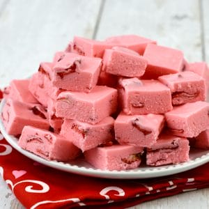 Strawberry Fudge with Freeze Dried Strawberries
