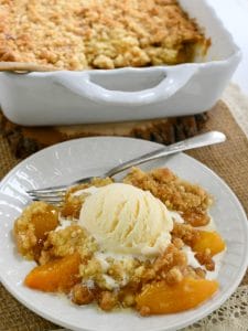 Shortcut Peach Cobbler with brown sugar
