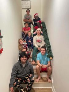 Jessie with Big Oak family on Christmas morning
