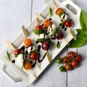 Tomato Mozzarella Basil Skewers